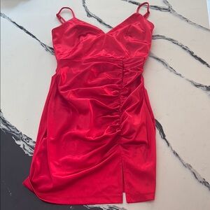 Elegant Red Ruched Dress